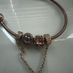 Pandora bracelet with 3 charms